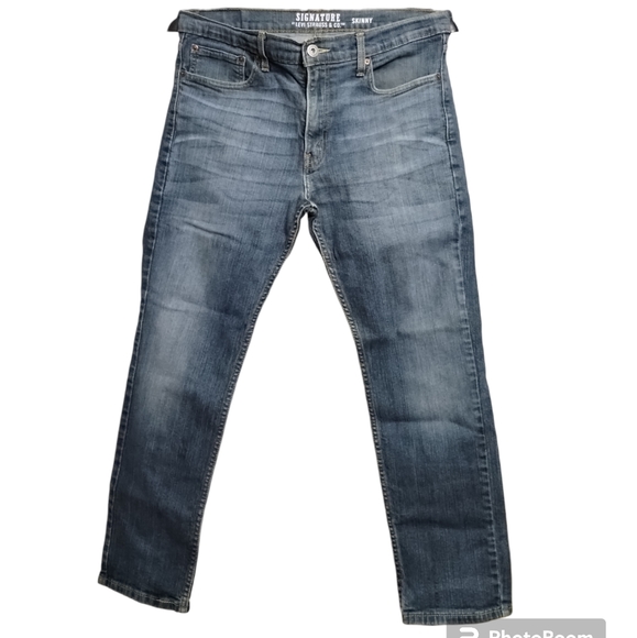 -57 Levi’s Strauss Signature 36/30 Men Medium Wash Skinny Denim Jeans Long Pants - Picture 1 of 6